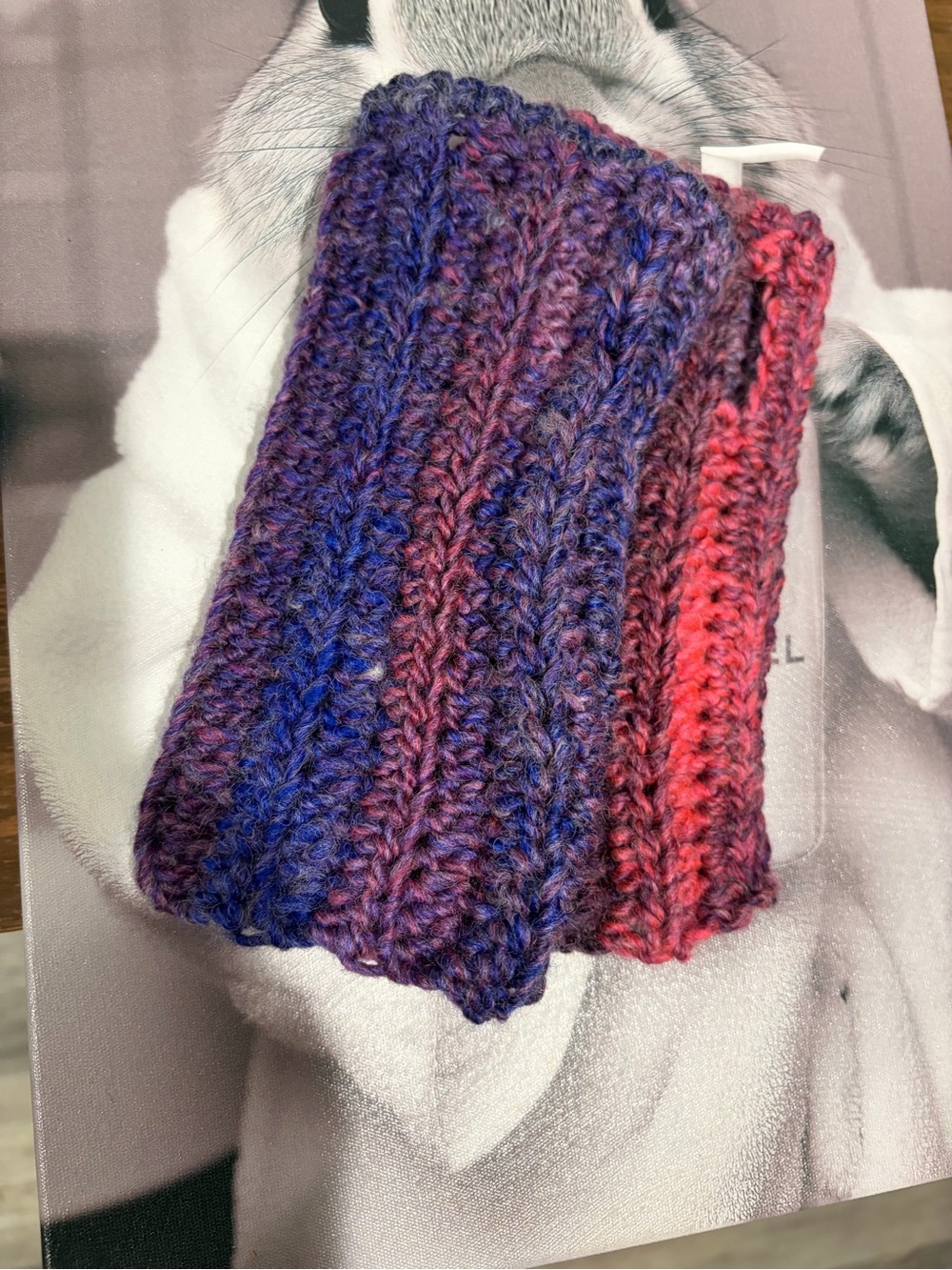 Handmade Purple & Pink Fingerless Gloves | Cozy Arm Warmers - Picture 4 of 4